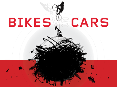 BIKES vs  CARS Title image | Design: Rebeca Méndez