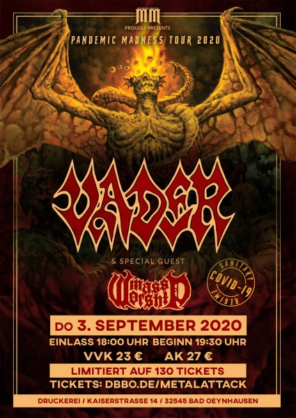 VADER - Pandemic Madness Tour 2020 Flyer